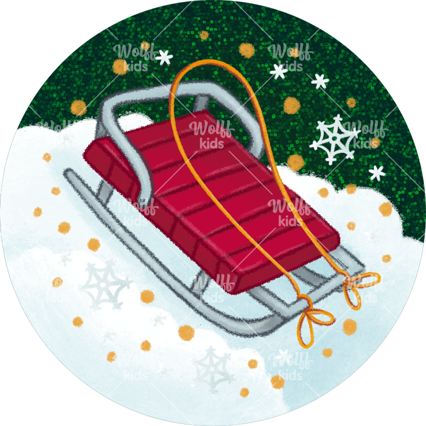 Einzelner Magnet: Winter: Schlitten fahren