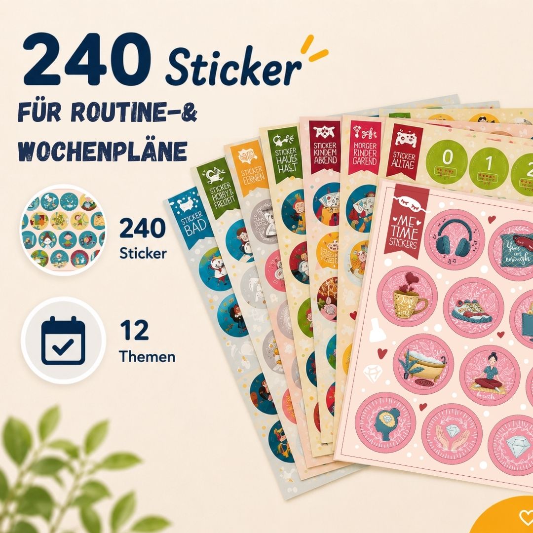 240 Routine-und Wochenplan Sticker  – für DIY Magnete & Routinelichter