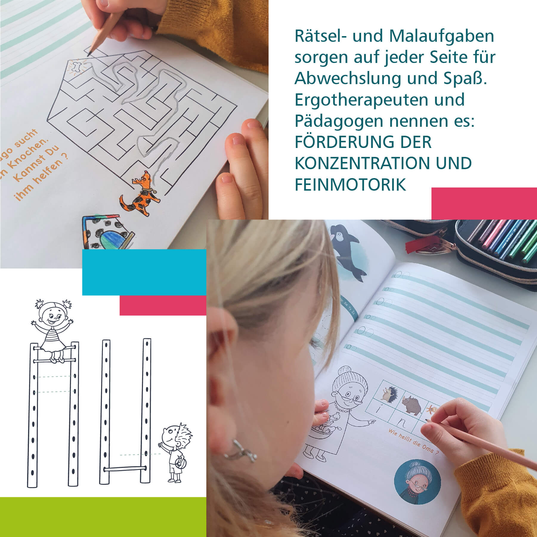 ABC-Übungsheft: Buchstaben schreiben lernen - farbig handillustriert