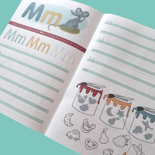 ABC-Übungsheft: Buchstaben schreiben lernen - farbig handillustriert