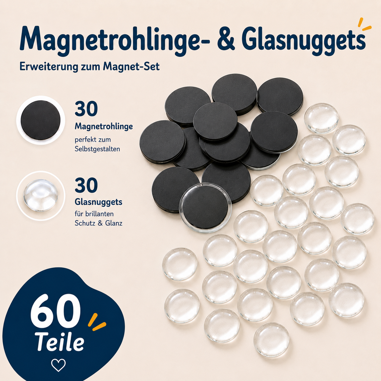 Erweiterung Magnetrohlinge und Glasnuggets- 60 Teile