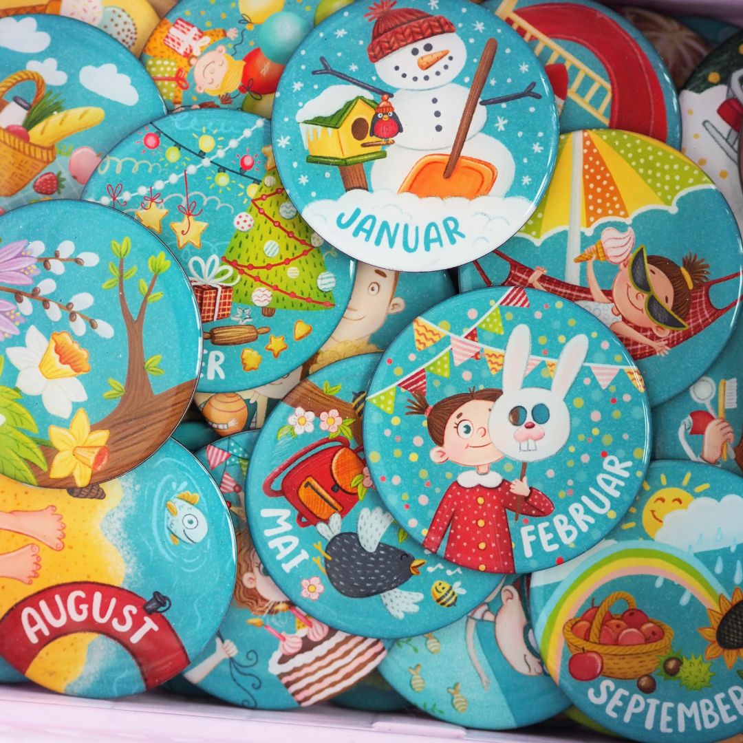 Monatsmagnete Januar bis Dezember