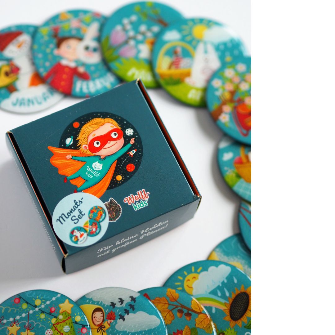 Monatsmagnete Januar bis Dezember