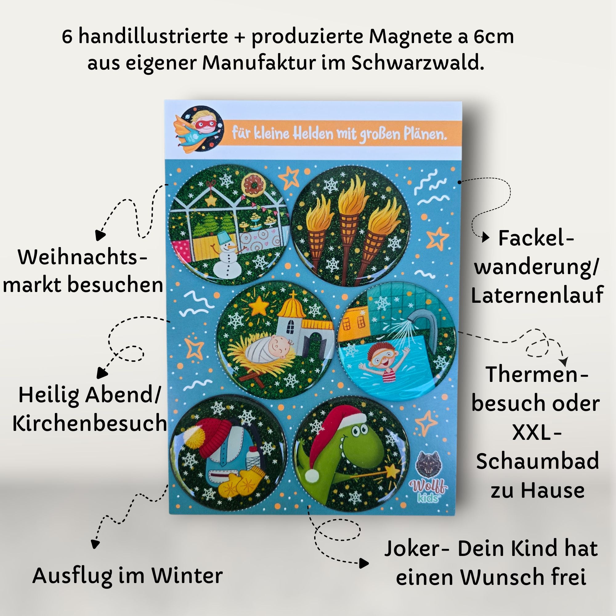 Lichterabenteuer: 5 Magnete + 1 🎁gratis
