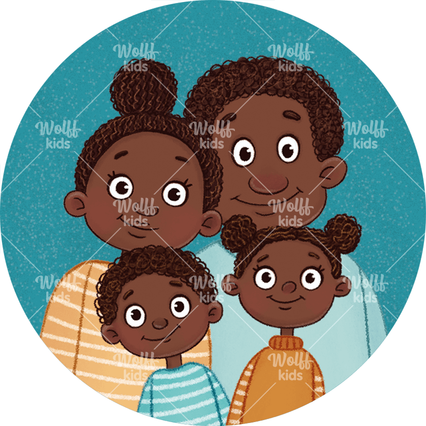 Einzelner Magnet. Malia, Mason, Jamal und Diaka