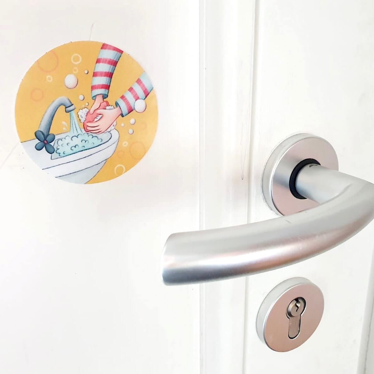 Einzelner Magnet: Hände waschen Aufkleber : wasserfeste Sticker im 5er Set