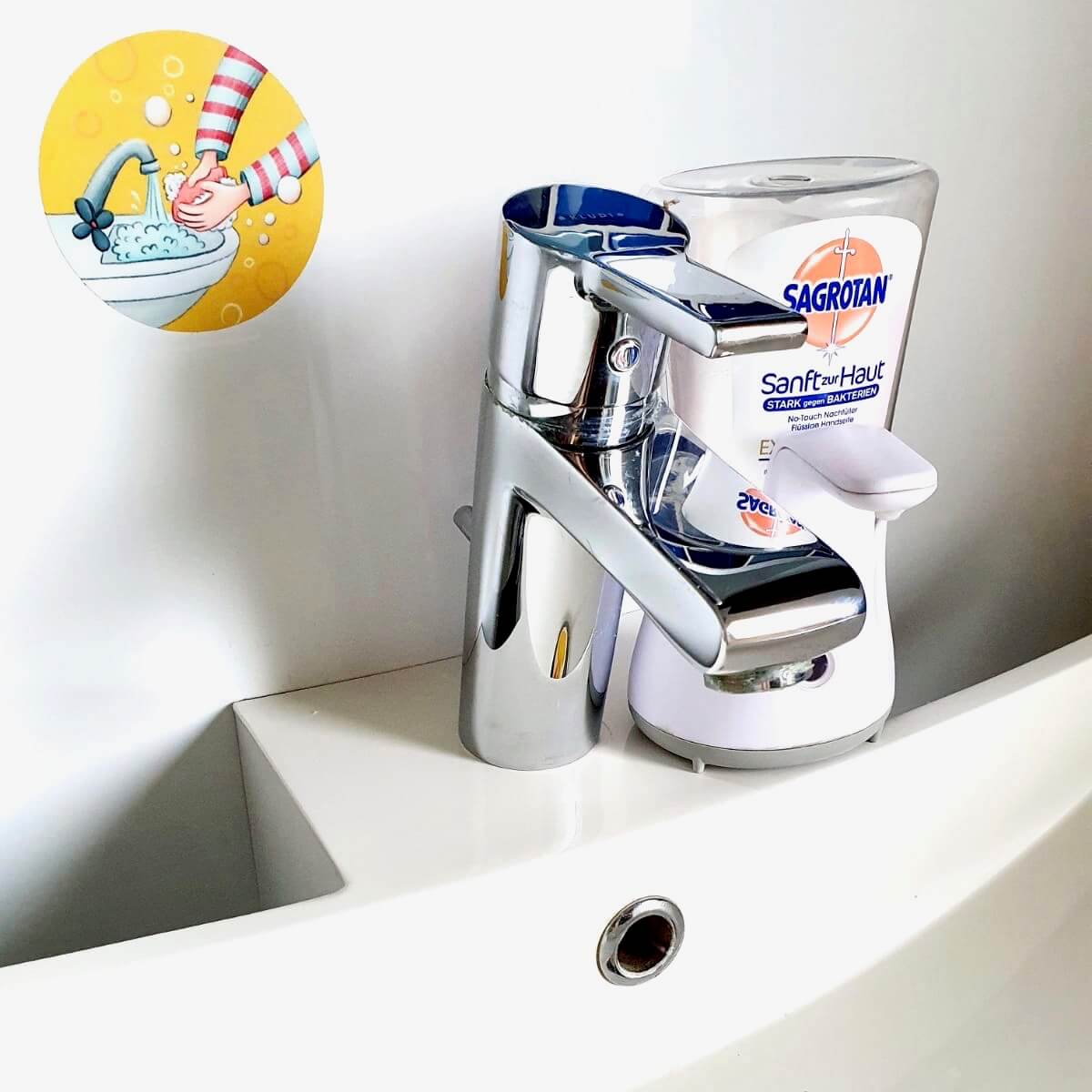 Einzelner Magnet: Hände waschen Aufkleber : wasserfeste Sticker im 5er Set