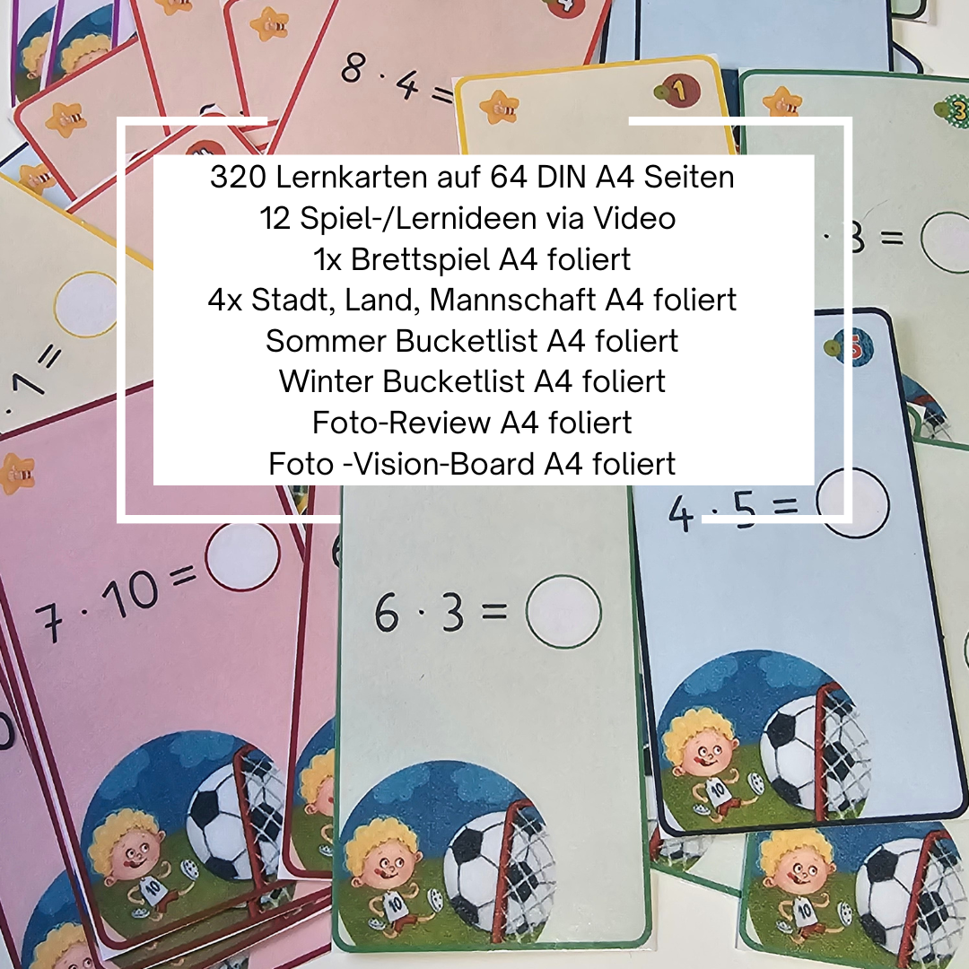 1 x1 spielend lernen: 320 Lernkarten, Brettspiele, Arbeitspass und Visionboard