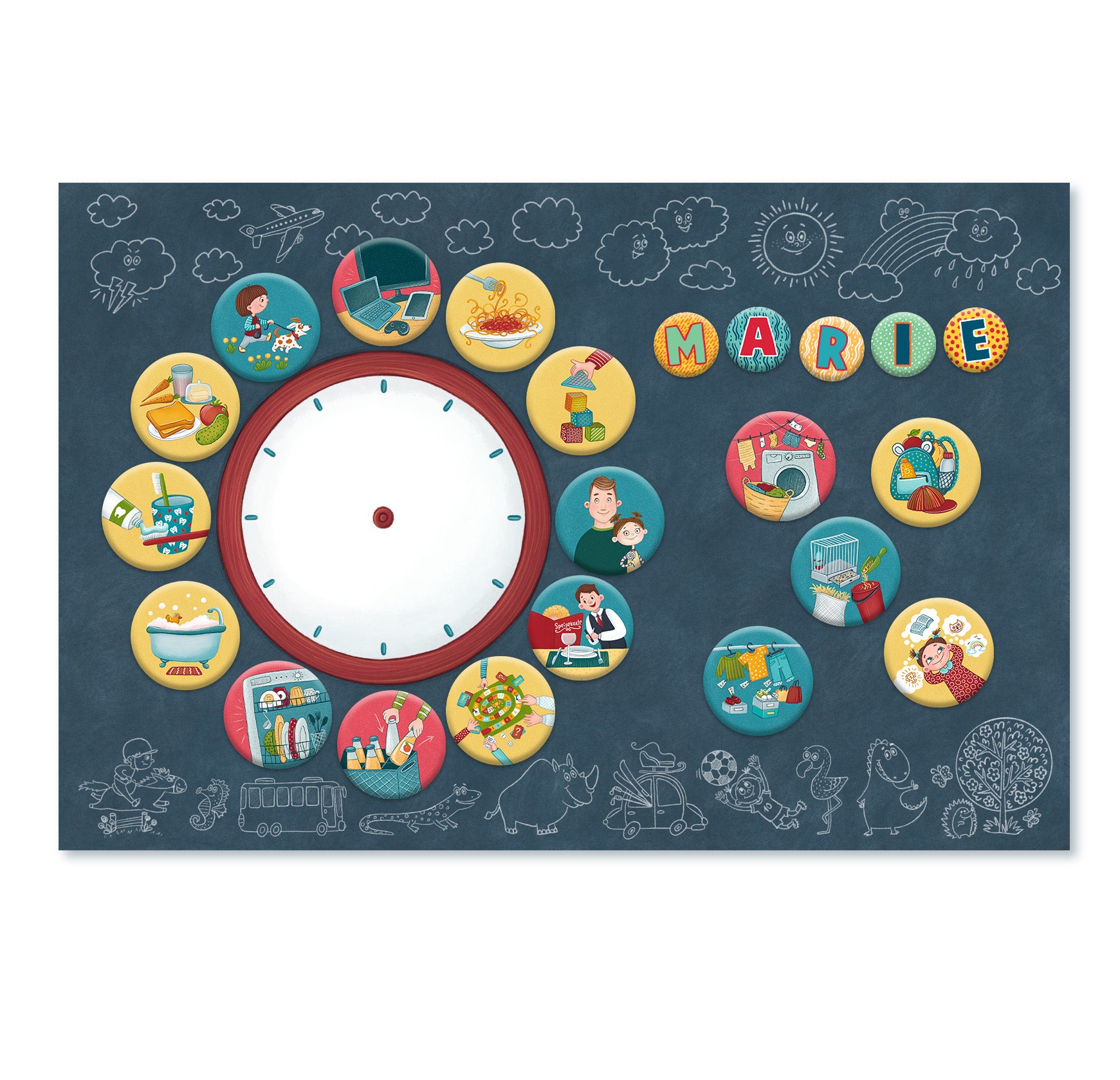 Uhr- Poster für Whiteboardtafel 60 x 40 cm