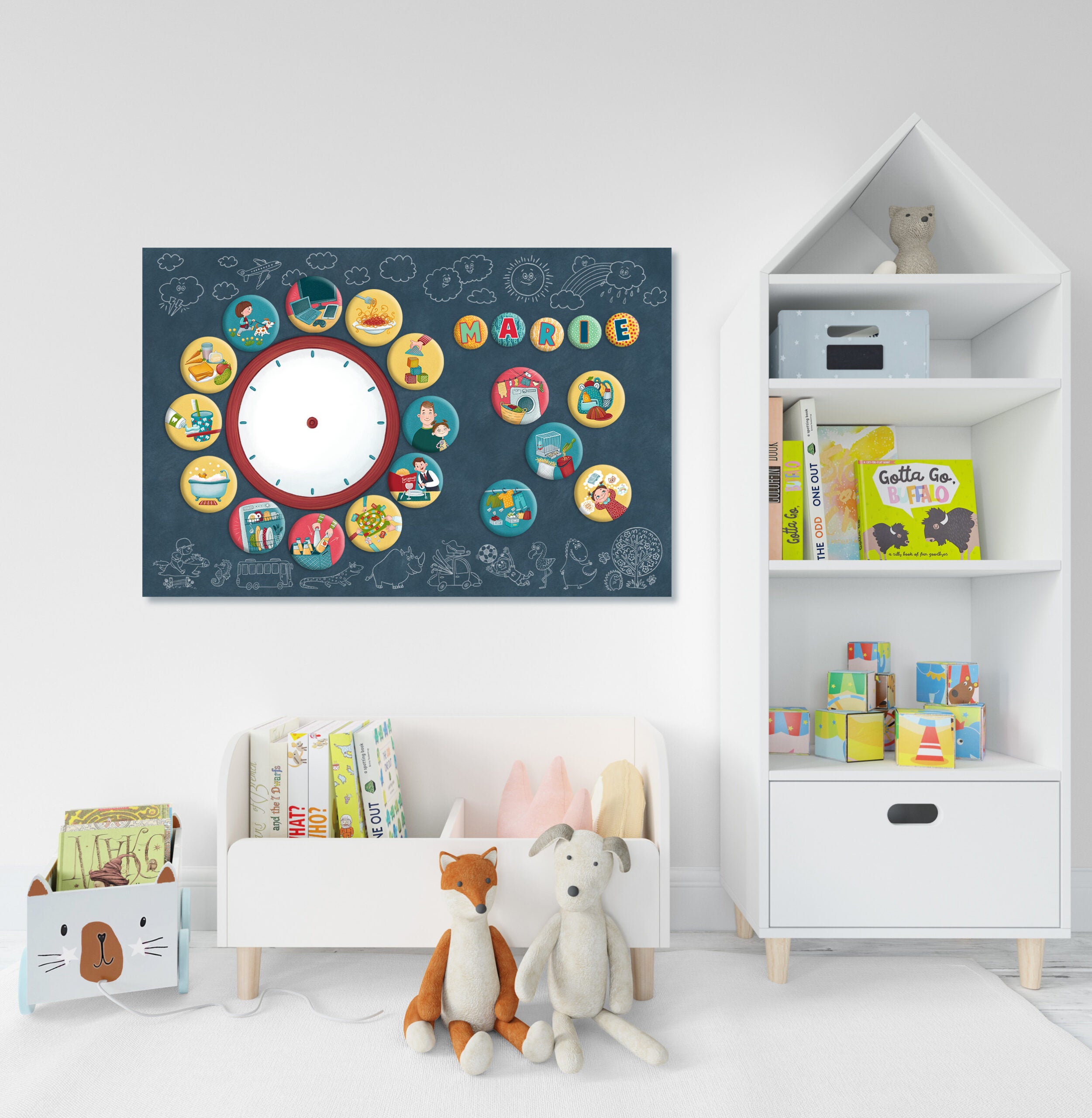 Uhr- Poster für Whiteboardtafel 60 x 40 cm